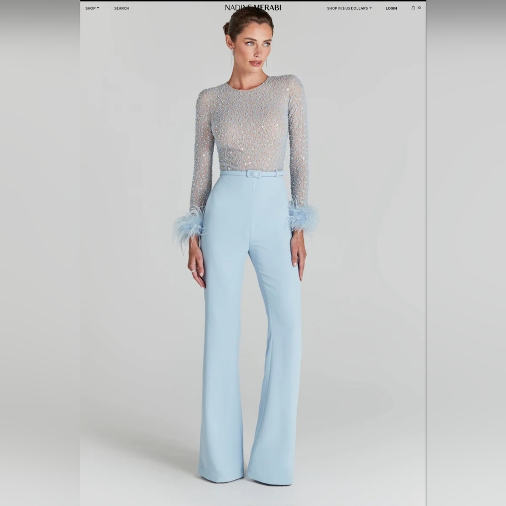 Nadine Merabi Amelia Blue Jumpsuit Size S/M